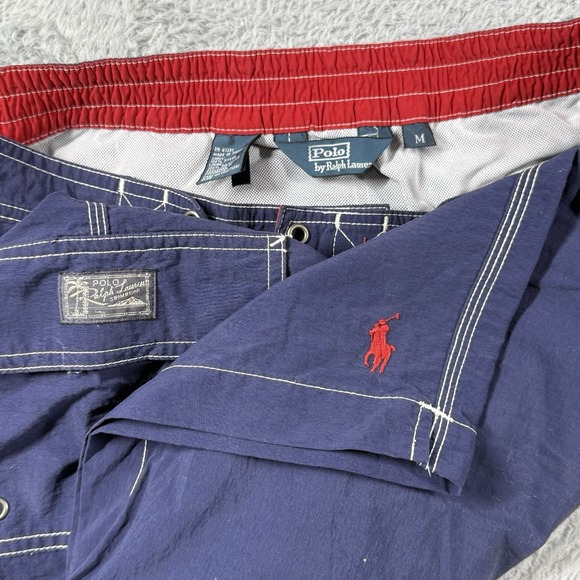 Vintage Polo Ralph‎ Lauren Swim Trunks Mens Medium Blue Bathing Suit Mesh Lined - Picture 1 of 8